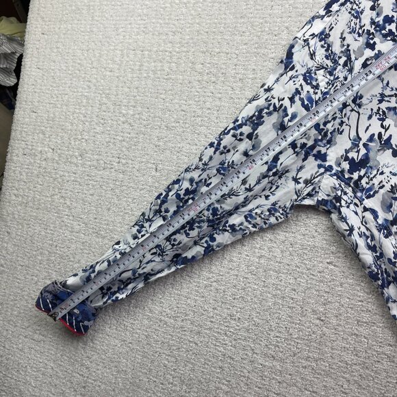 Au Noir Shirt Men Sz 4 Button Up Funky Watercolor Floral Nature AOP Blue Boho - Picture 9 of 13